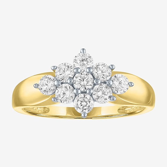 (G-H / Si2-I1) Womens 2/3 Ct. T.W. Lab Grown White Diamond 10K Gold Cocktail Ring