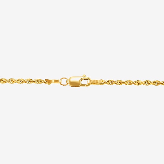 14K Yellow Gold 1.8mm Hollow Rope Chain Necklace