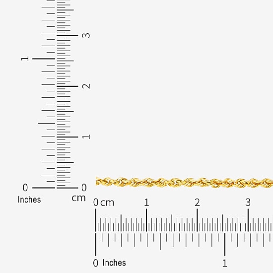 14K Yellow Gold 1.8mm Hollow Rope Chain Necklace