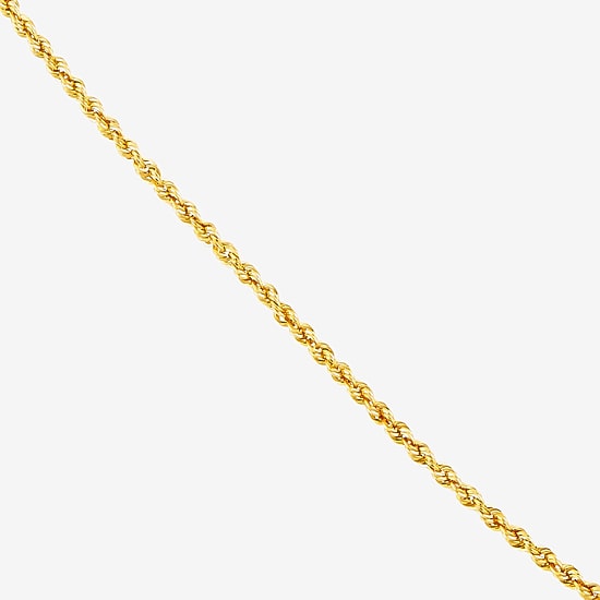 14K Yellow Gold 1.8mm Hollow Rope Chain Necklace