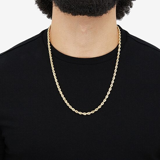 Unisex Adult 14K Gold 24 Inch Rope Chain Necklace