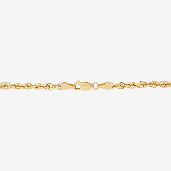 Unisex Adult 10K Gold 22 Inch Rope Chain Necklace