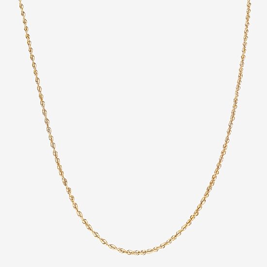 Unisex Adult 10K Gold 22 Inch Rope Chain Necklace