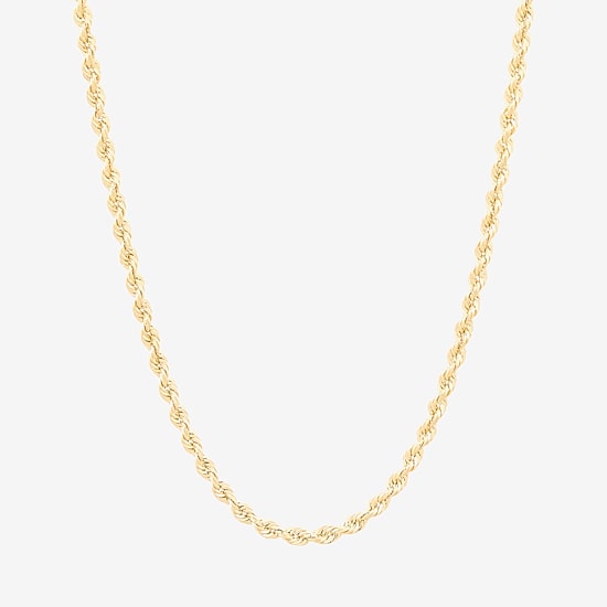 14K Gold 16 - 30 Inch Semi-Solid Sparkle Rope Chain Necklace