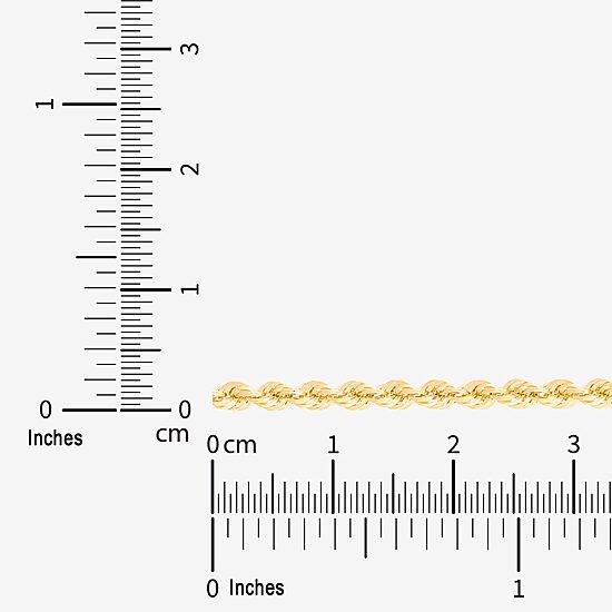 14K Gold 16 - 30 Inch Semi-Solid Sparkle Rope Chain Necklace