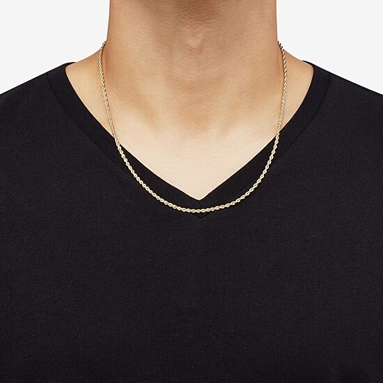14K Gold 16 - 30 Inch Semi-Solid Sparkle Rope Chain Necklace