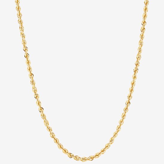 Unisex Adult 10K Gold 18 Inch Rope Chain Necklace