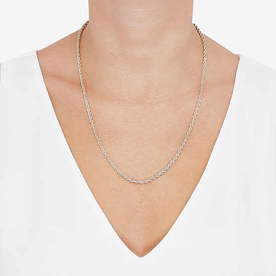 Unisex Adult 10K Gold 18 Inch Rope Chain Necklace