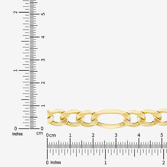 Made in Italy Mens 10K Gold 24 Inch Figaro Chain Necklace