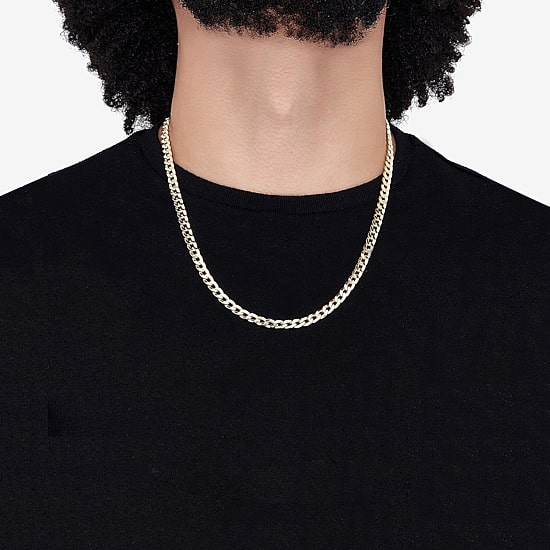 Made In Italy Mens 10K Yellow Gold 22" 6mm Semi-Solid Curb Chain Necklace