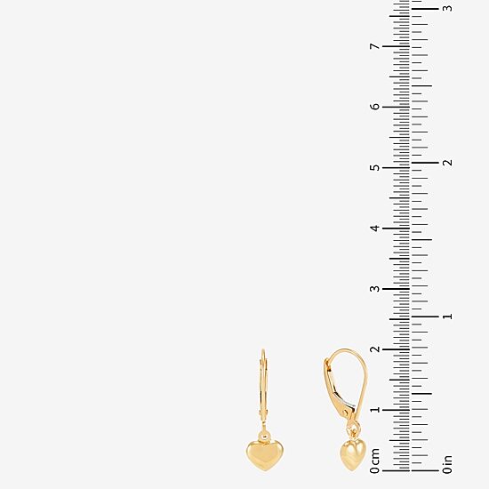 Womens 14K Gold Heart Drop Earrings