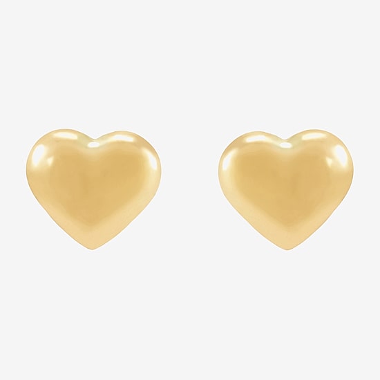 14K Gold 6.2mm Heart Stud Earrings