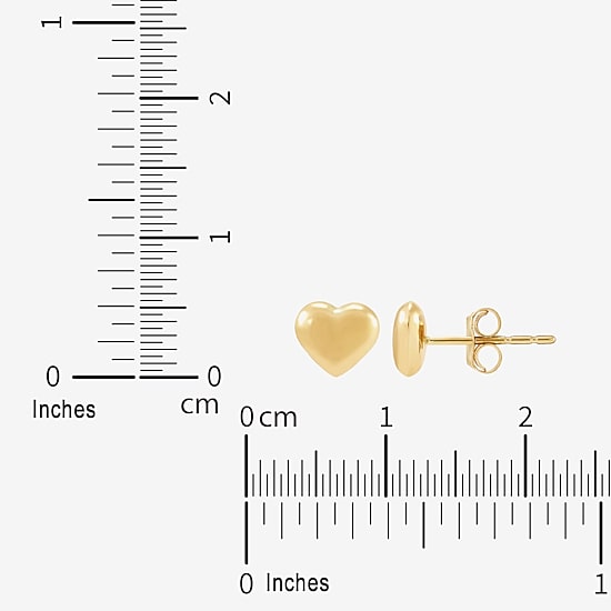 14K Gold 6.2mm Heart Stud Earrings