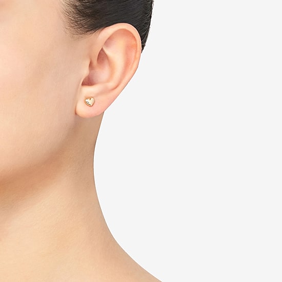 14K Gold 6.2mm Heart Stud Earrings