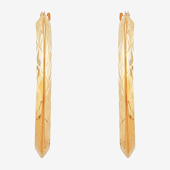 14K Gold Star-Cut Hoop Earrings