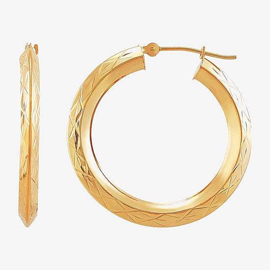 14K Gold Star-Cut Hoop Earrings