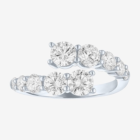 Diamond Addiction (G-H / Si2-I1) Womens 2 CT. T.W. Lab Grown White Diamond Sterling Silver Bypass  Cocktail Ring