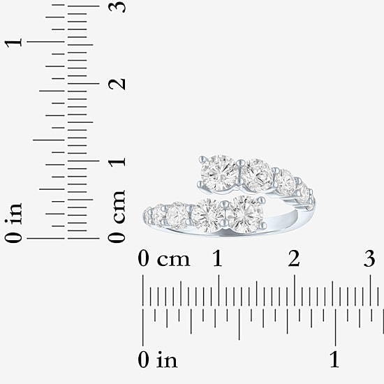Diamond Addiction (G-H / Si2-I1) Womens 2 CT. T.W. Lab Grown White Diamond Sterling Silver Bypass  Cocktail Ring