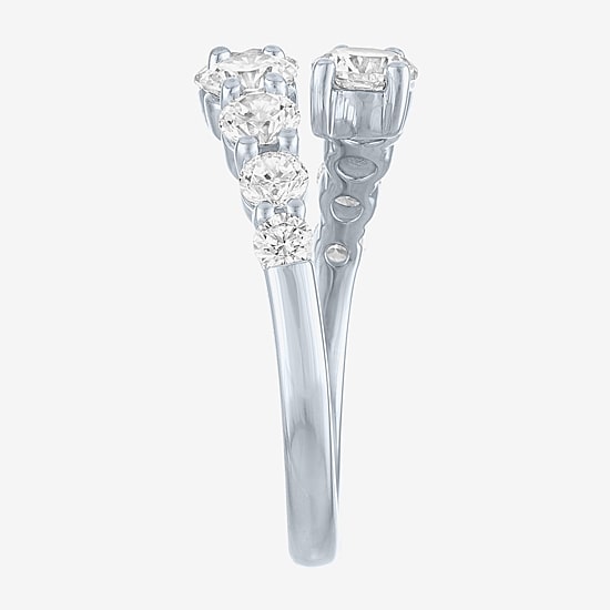 Diamond Addiction (G-H / Si2-I1) Womens 2 CT. T.W. Lab Grown White Diamond Sterling Silver Bypass  Cocktail Ring