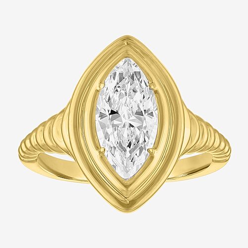 Diamond Addiction (G-H / Si2-I1) Womens 1 1/2 CT. T.W. Lab Grown White Diamond 14K Gold Over Silver Marquise Cocktail Ring, 8, Yellow