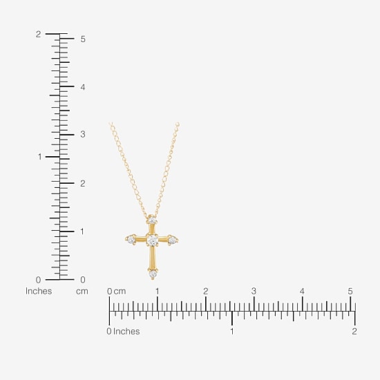 Limited Quantities! Girls White Cubic Zirconia 14K Gold Cross 13 Inch Pendant Necklace