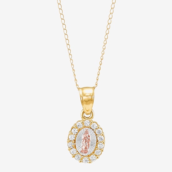 Limited Quantities! Girls White Cubic Zirconia 14K Gold 13 Inch Pendant Necklace