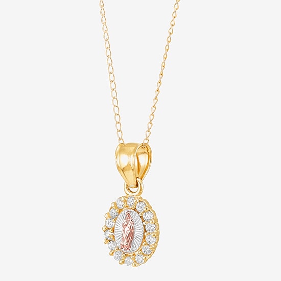 Limited Quantities! Girls White Cubic Zirconia 14K Gold 13 Inch Pendant Necklace