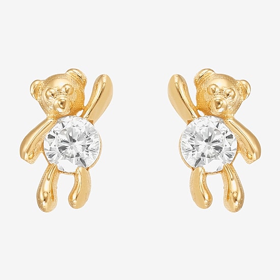 Limited Quantities! White Cubic Zirconia 14K Gold Stud Earrings