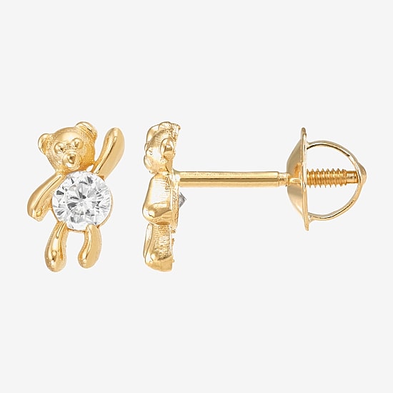 Limited Quantities! White Cubic Zirconia 14K Gold Stud Earrings