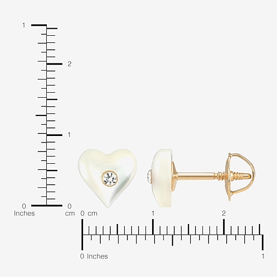 Limited Quantities! White Crystal 14K Gold 5.3mm Heart Stud Earrings