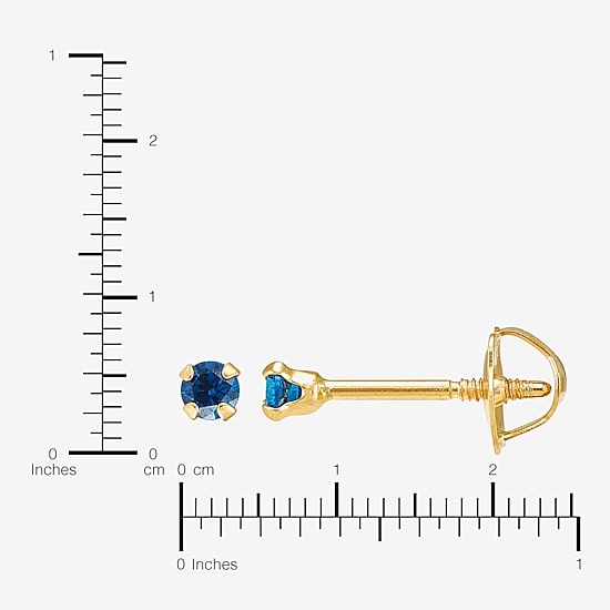 Limited Quantities! Blue Cubic Zirconia 14K Gold 2mm Round Stud Earrings
