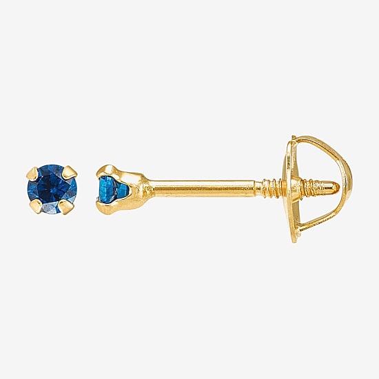 Limited Quantities! Blue Cubic Zirconia 14K Gold 2mm Round Stud Earrings