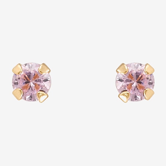 Limited Quantities! Pink Cubic Zirconia 14K Gold 2mm Round Stud Earrings