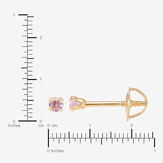 Limited Quantities! Pink Cubic Zirconia 14K Gold 2mm Round Stud Earrings