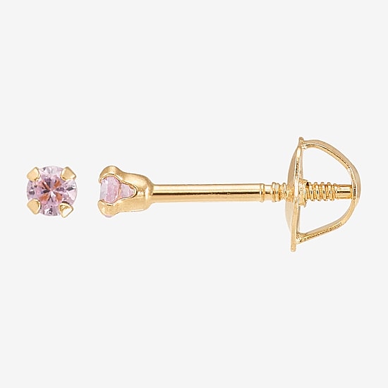 Limited Quantities! Pink Cubic Zirconia 14K Gold 2mm Round Stud Earrings