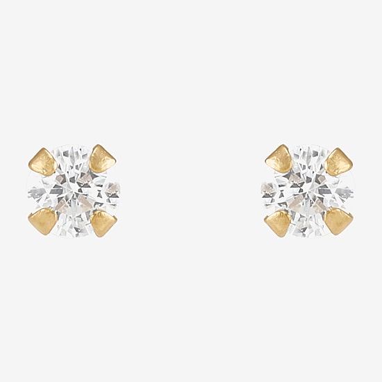 Limited Quantities! White Cubic Zirconia 14K Gold 2mm Round Stud Earrings