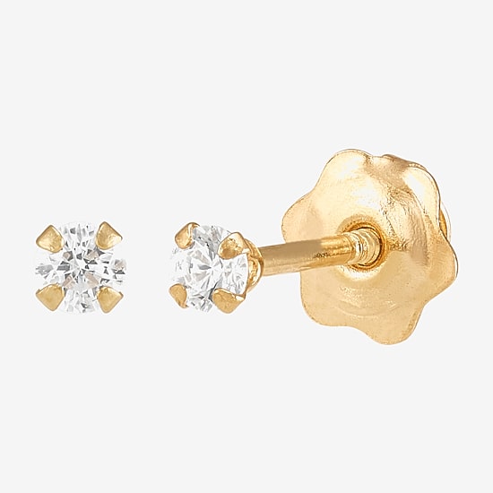 Limited Quantities! White Cubic Zirconia 14K Gold 2mm Round Stud Earrings