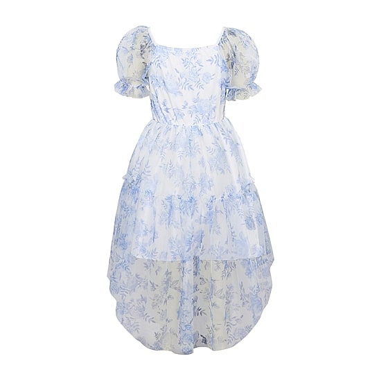 Lilt Big Kid Girls Puffed Short Sleeve A-Line Dress