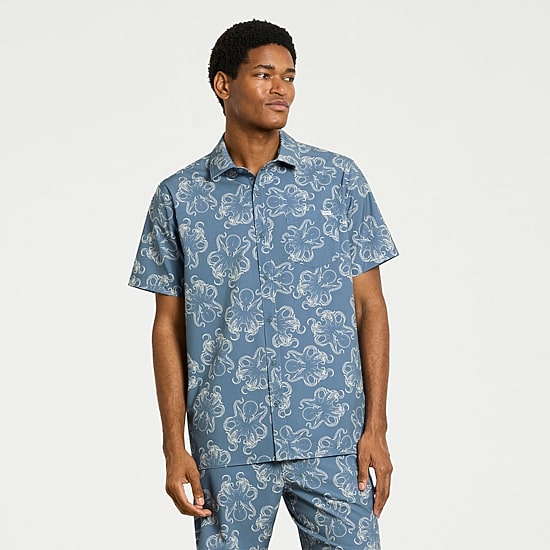 Hurley Mens Short Sleeve Regular Fit Button-Down Shirt