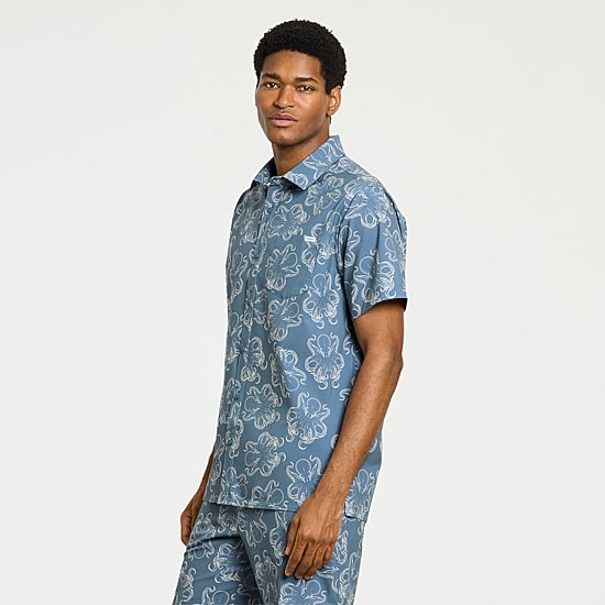 Hurley Mens Short Sleeve Regular Fit Button-Down Shirt