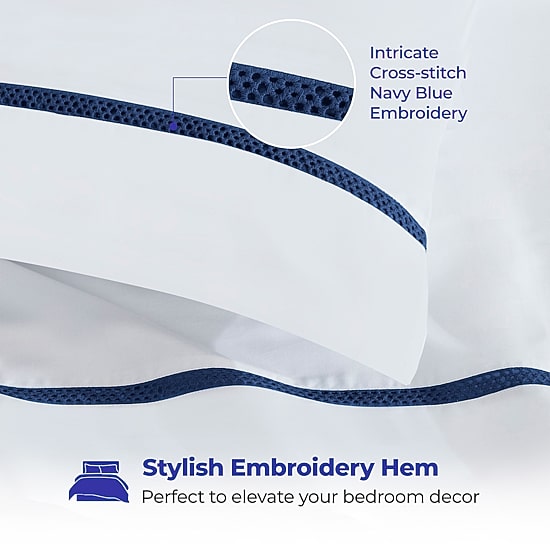 SUPERIOR® Riverton Cotton Cross Stitch Embroidery 320tc Deep Pocket Sheet Set