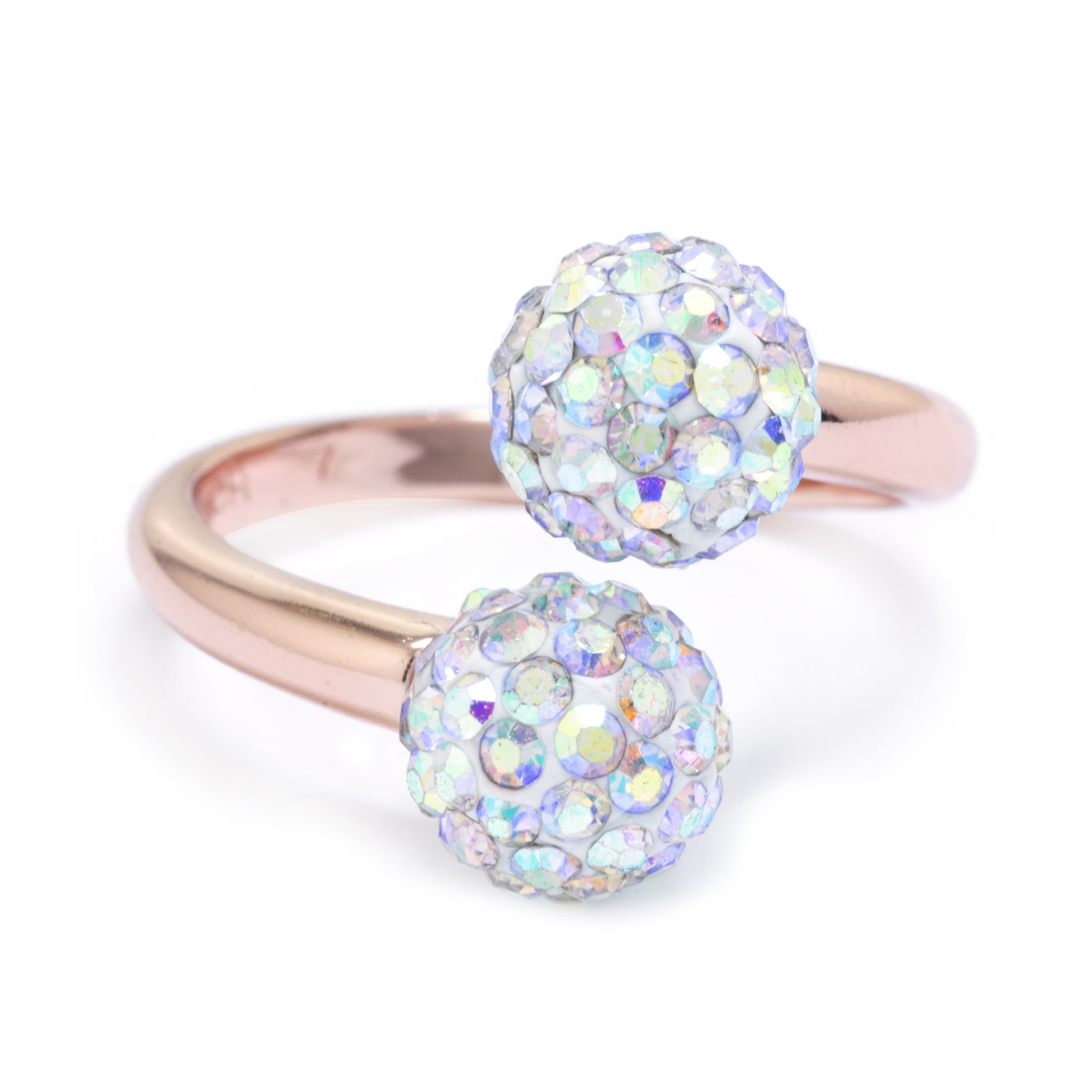 Sparkle Allure Womens Mystic Fire Crystal 14k Rose Gold Over Brass Bypass  Cocktail Ring