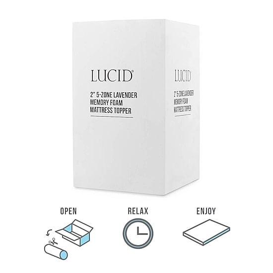 Lucid 2 Inch 5-Zoned Lavender Memory Foam Mattress Topper