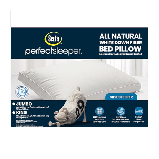 Serta Down Fiber Side Sleeper Pillow