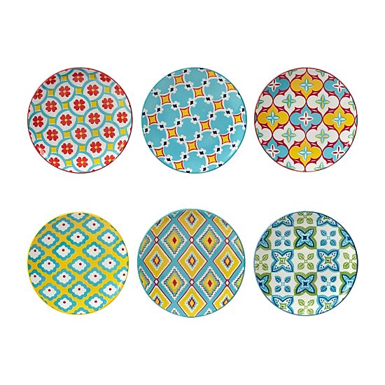 Certified International Damask Floral 6pc Earthenware Appetizer Plate Set