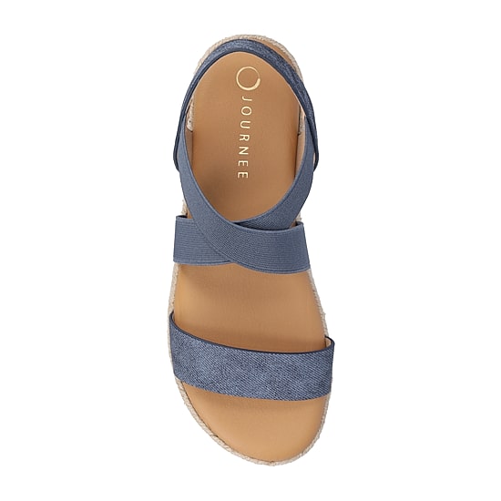 Journee Collection Womens Caroline Wedge Sandals, Color: Denim - JCPenney