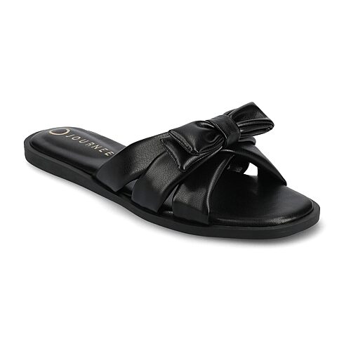 Journee Collection Womens Prylin Flat Sandals, 7 Medium, Black