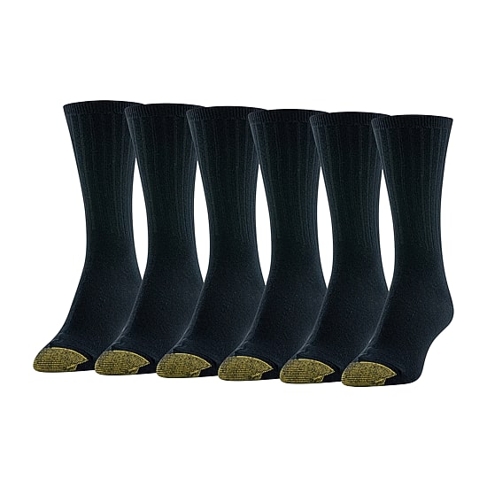 Gold Toe Ribbed Womens 6 Pair Crew Socks