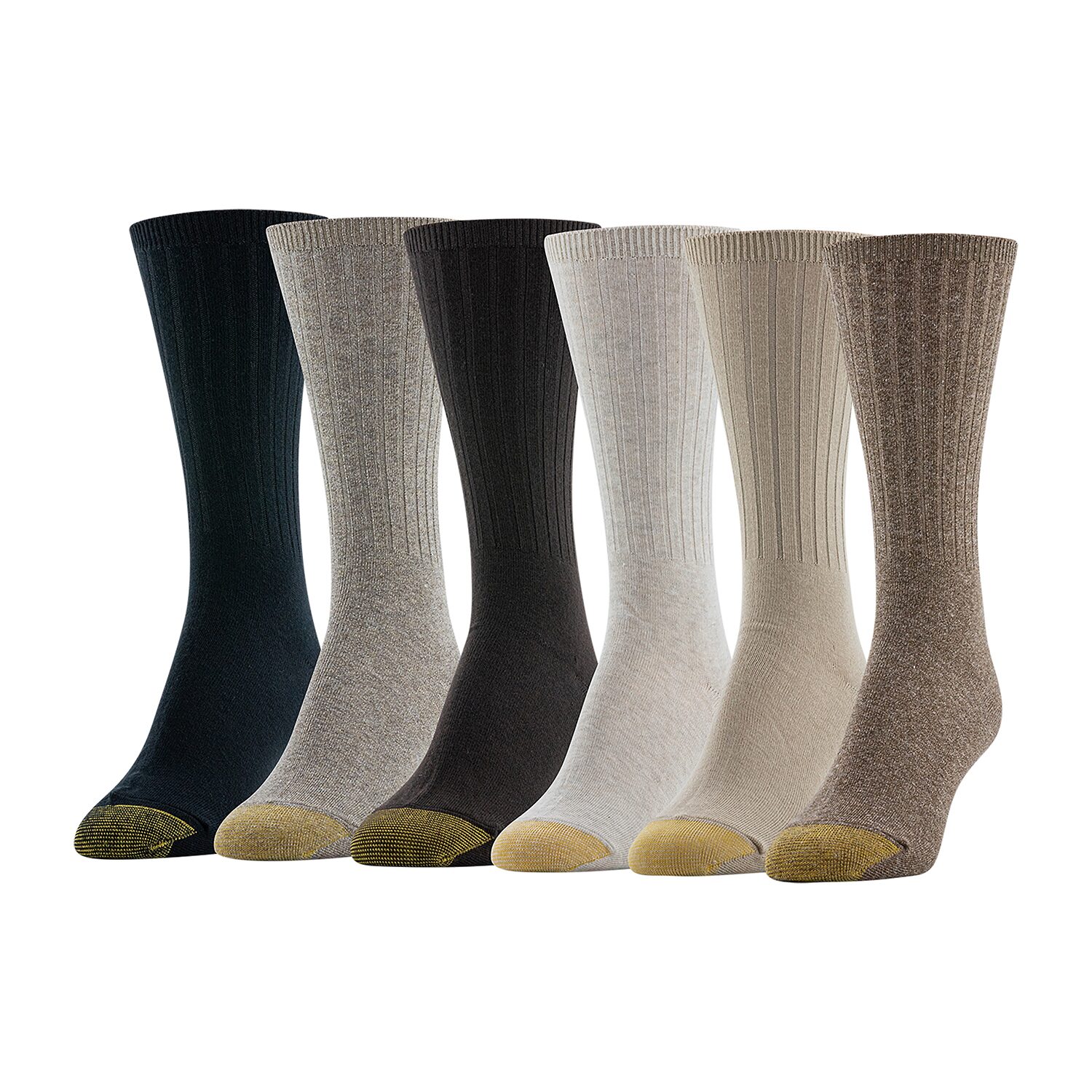 Gold Toe Ribbed Womens 6 Pair Crew Socks