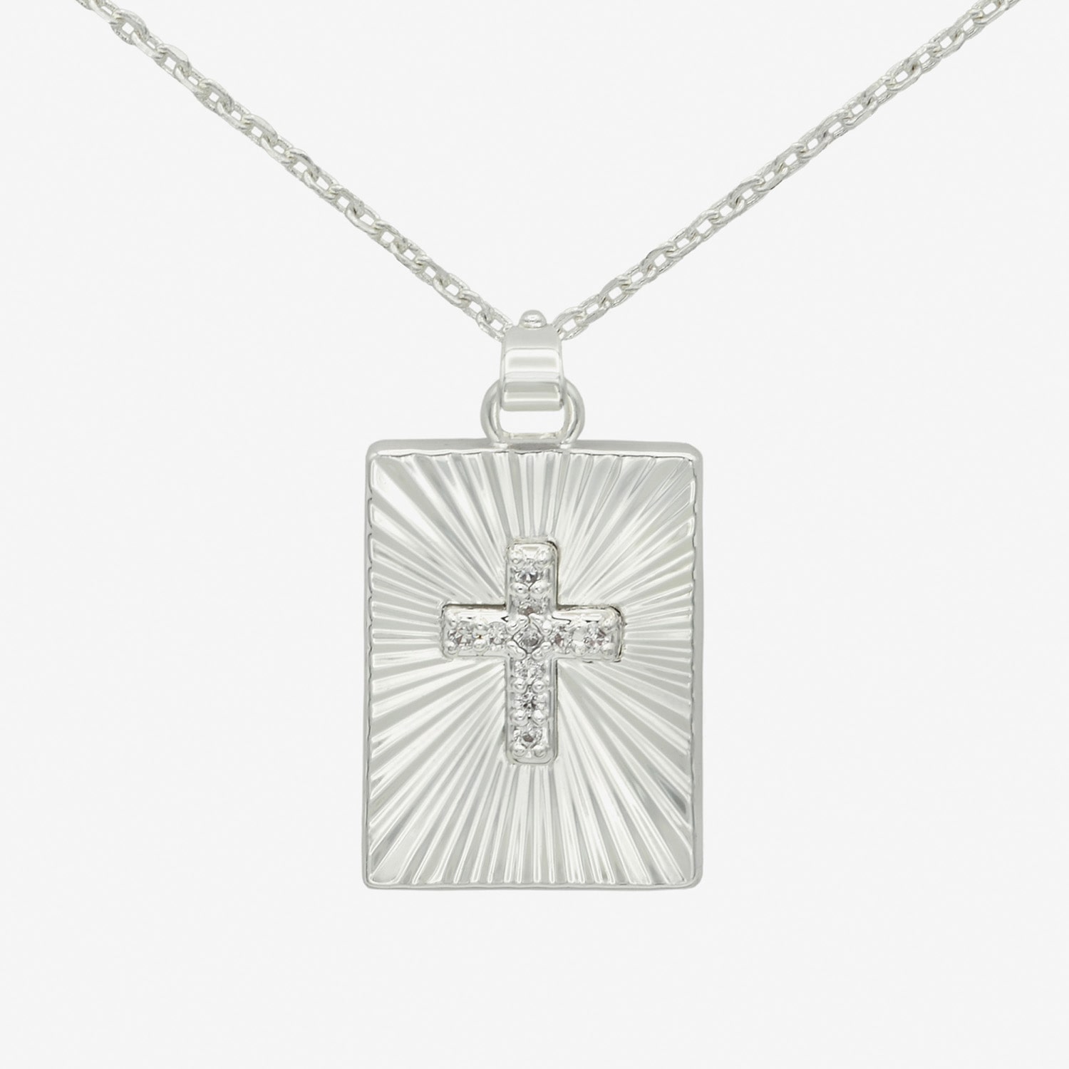 Sparkle Allure Womens Cubic Zirconia Pure Silver Over Brass Cross 16 Inch Pendant Necklace
